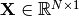 \mathbf{X}\in\mathbb{R}^{N\times 1}
