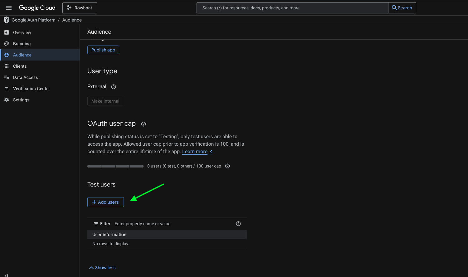 Add test users